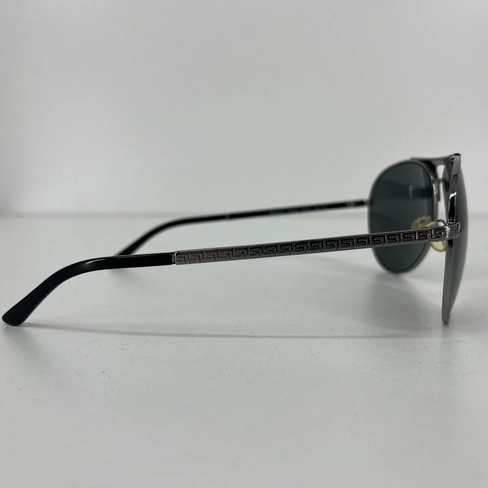 Versace Aviator Sunglasses Gunmetal Greek Key Mod 2164 1001/87 60-15 140 3N
